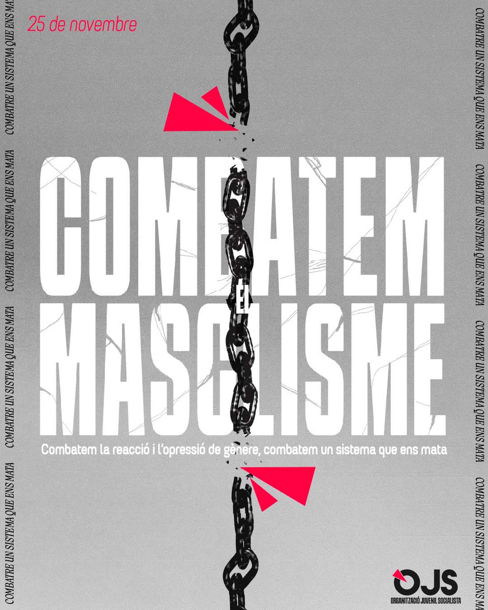 OJS_PV's tweet image. 🔴 25N || Dia internacional contra la violència masclista.

Front l&apos;auge reaccionari i la normalització dels discursos misògins, construïm una alternativa que acabe d&apos;arrel amb l&apos;opressió de gènere.

Combatem un sistema que ens mata.