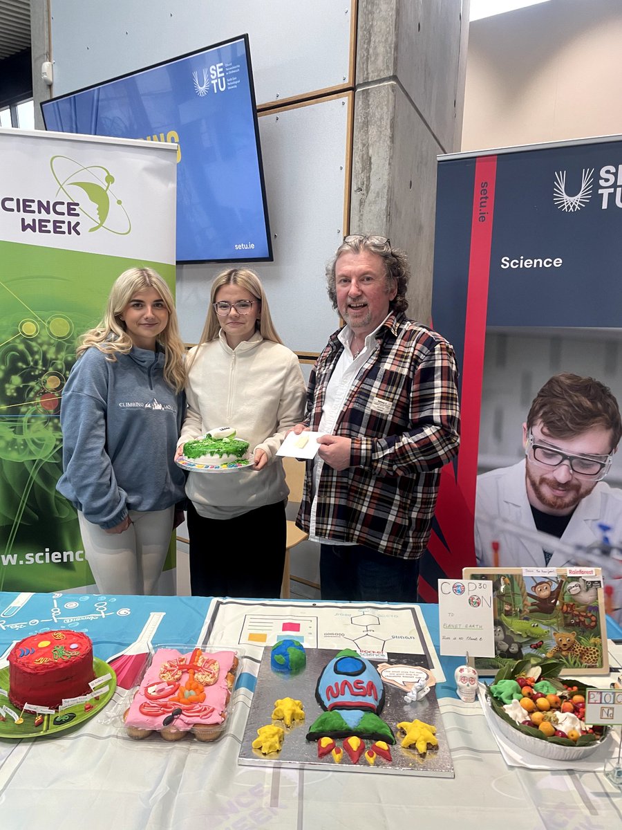 SETU_CWScience's tweet image. Science Week Throwback! 🍰 Congrats to Ciara Carthy (4th yr Bioscience &amp;amp; Biopharm student) on winning our Cake Competition! 🏆Huge thanks to all who got involved, a special shout-out to Holly Weadick and Lisa Carthy for organising such a great event 🙌 #ScienceWeek #Students