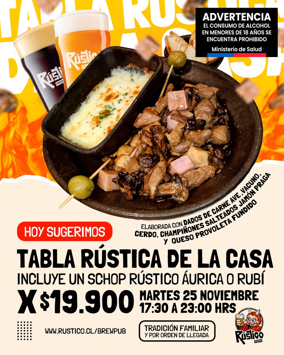 RusticoBrewPub's tweet image. ¿Por qué elegir un solo bocado cuando la abundancia te está llamando? 🤤🙌 Encuentra la felicidad en cada sabor de la Tabla Rústica de la Casa 🥳🎉 ¡Visítanos en El Rústico hoy! 💥