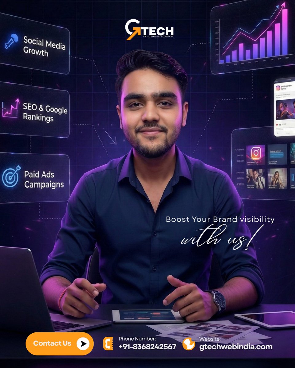 GtechWebIndia's tweet image. Struggling to stand out online? Not anymore.
𝐆𝐓𝐄𝐂𝐇 helps you grow smarter with SEO, social
media, and performance-driven ad campaigns. 🚀

.
.
.

#Gtechwebindia #DigitalMarketing #OnlinePresence 
#SEOServices #BrandVisibility #LeadGeneration #viral #MarketingStrategies