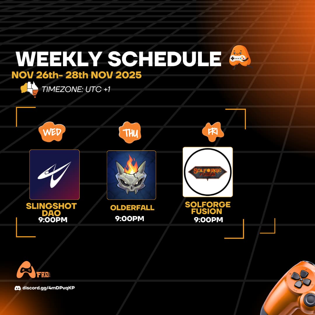 This week on Gaming Madness!   

Afro play will be locked in on these games:

Wednesday - <a href="/SlingshotDAO/">Slingshot DAO</a> 
Thursday  - <a href="/Olderfall/">Olderfall</a> 
Friday - <a href="/SolforgeFusion/">SolForge Fusion</a> 

What game night are you most excited about?