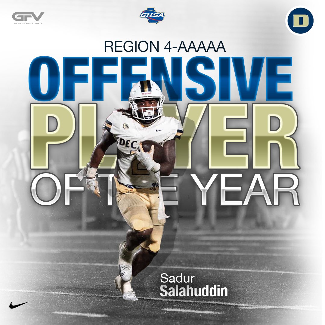Congratulations @s2durr on winning Offensive Player of the Year!! We had to make a graphic to commemorate for such a huge accomplishment. 

#decatur #gfv #ghsa #ncaa #georgia #football