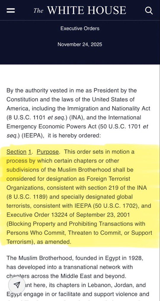 MariosKaratzias's tweet image. President Trump signed an EO kicking off a 75-day review process for certain chapters of Muslim Brotherhood to be designated as Foreign Terrorist Organisations ( in Egypt, Jordan, Lebanon)

Laura Loomer @LauraLoomer the #MAGA major influencer slams it as &quot;Kabuki theatre&quot; because…