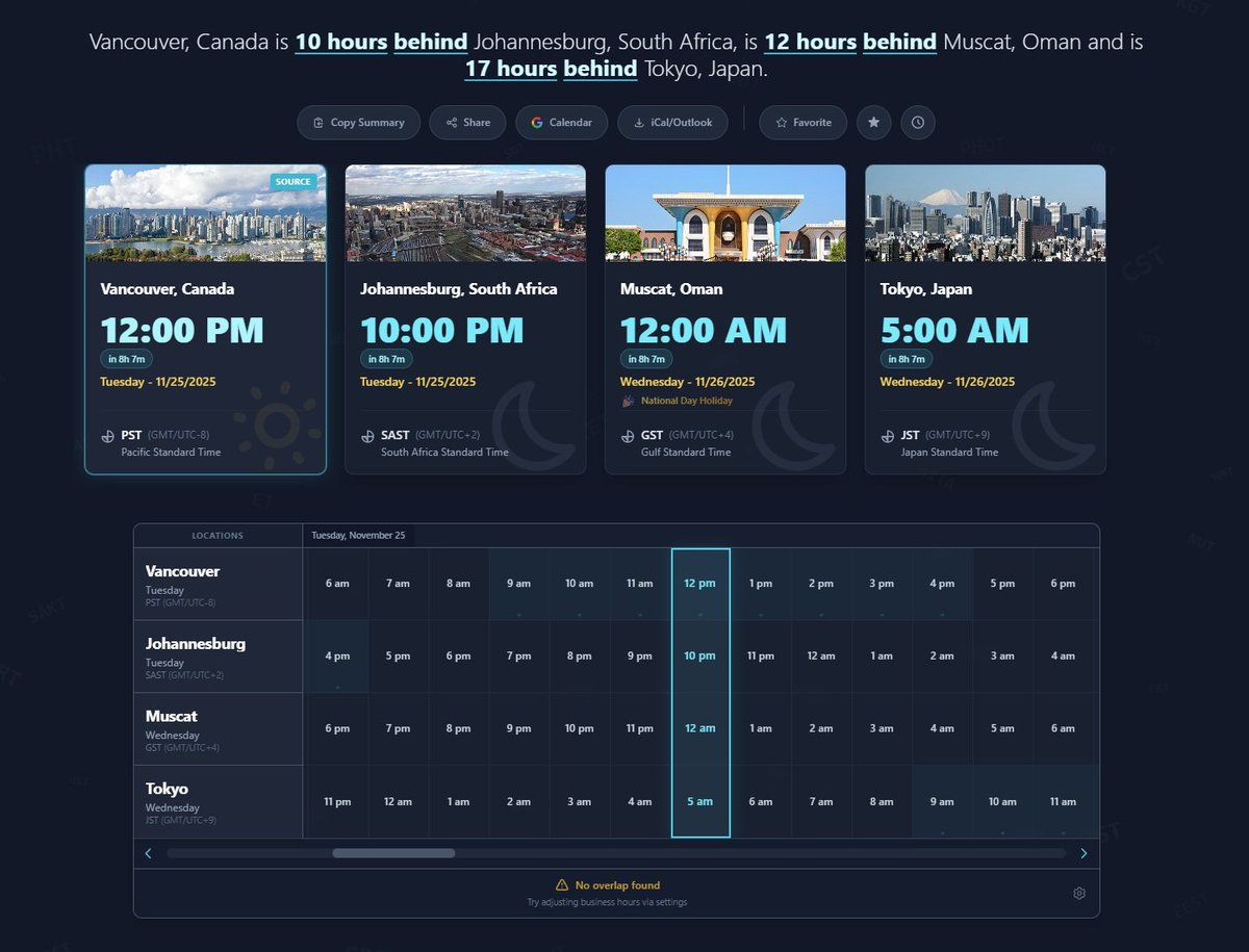 sp0rkeh's tweet image. I would have never thought I would add so much to this. It has to be the most powerful and pretty time zone converter app out there! 

So many heated arguments with @google Gemini went into fine tuning this! 😈

eztime.zone

#AI #vibecoding  #GoogleAIStudio #timezone