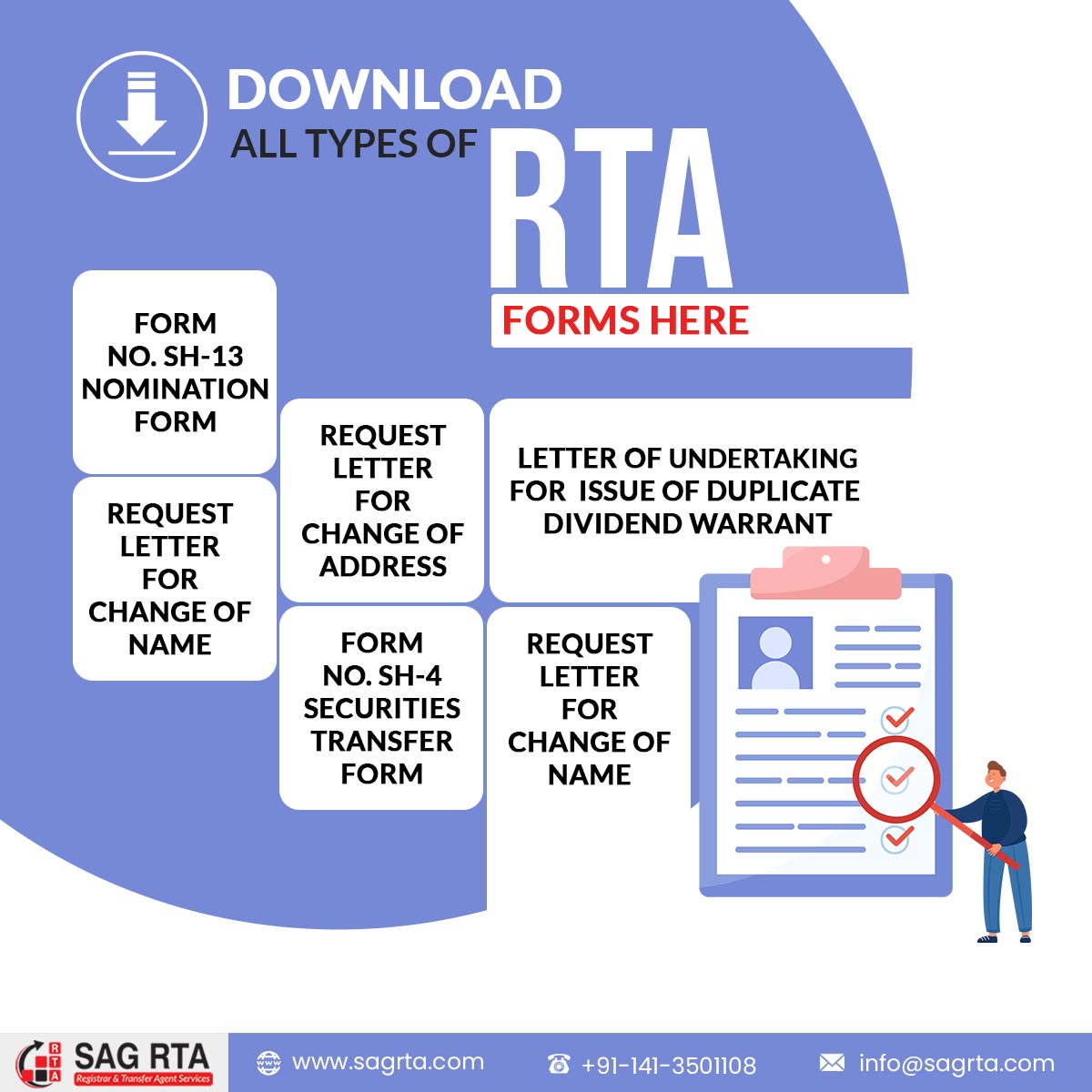 sag_rta's tweet image. You can download various types of RTA forms from here.

Click here to download: bit.ly/3K1Y0Ef
#rtaforms #RTAservices #RTA #sagrta #registrarandtransferagent #SEBI #NSDL #registrarandsharetransferagent #sharetransferagent