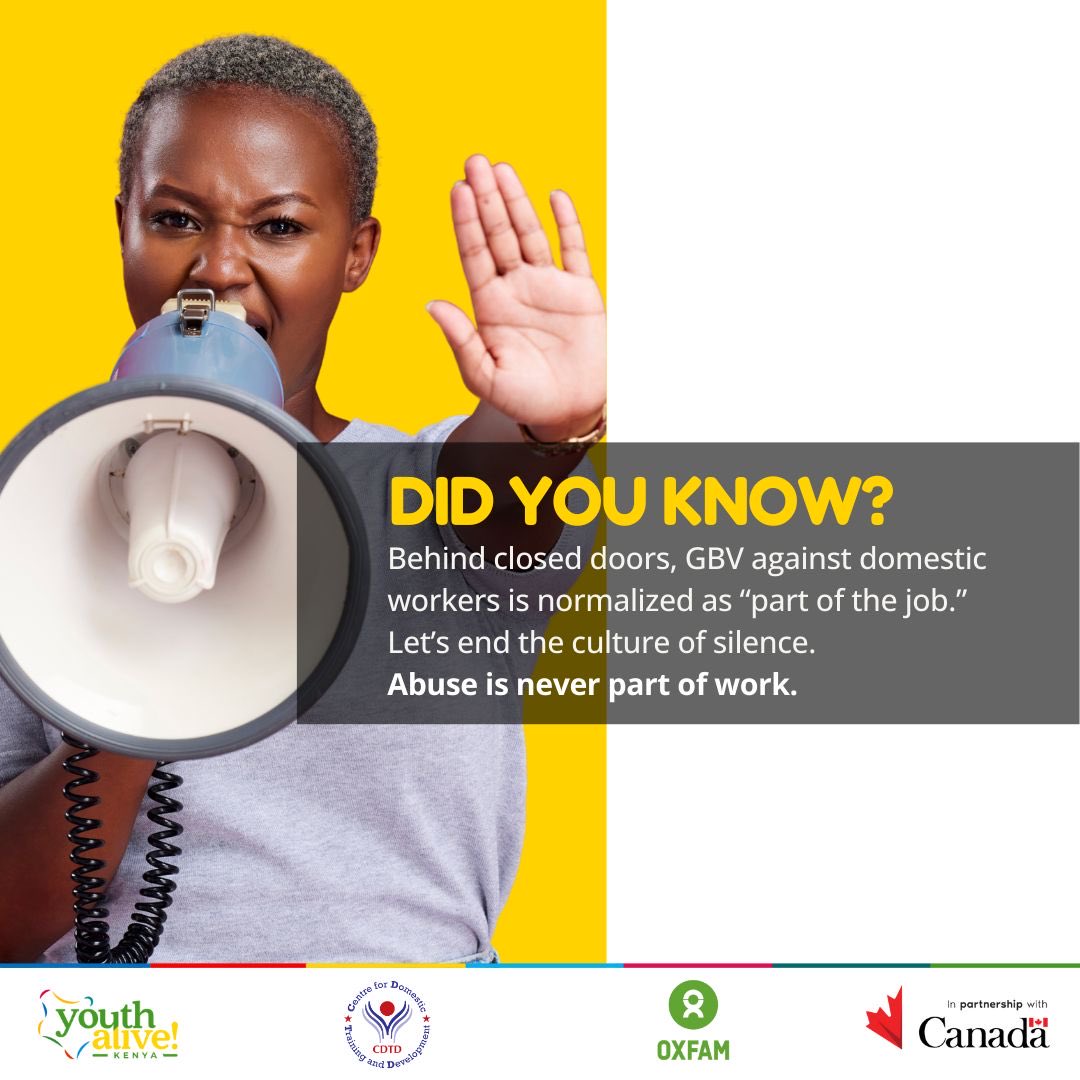 ⁦<a href="/YouthAliveKenya/">Youth Alive! Kenya</a>⁩ 

Challenging harmful norms matters. Unpaid care in the United States is valued at 870 billion dollars. In Kenya, GBV leads to job loss and financial instability for many domestic workers.
#TimeToCare #16DaysOfActivism