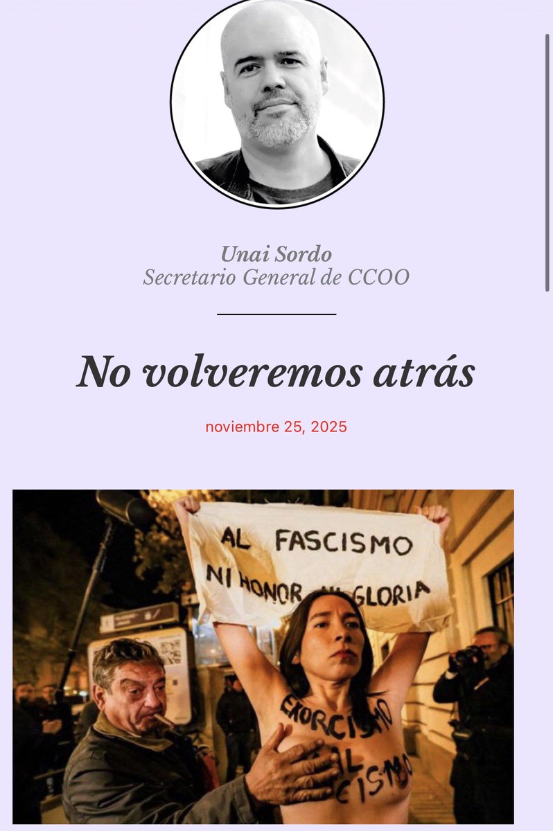 UnaiSordo's tweet image. No volveremos atrás. Os dejo unas reflexiones sobre la autonomía y libertad ocupada por las mujeres, y algunos de los riesgos reactivos que se abren paso en la sociedad.

Spoiler. No ganaran. 
#25N
unaisordo.com/no-volveremos-…