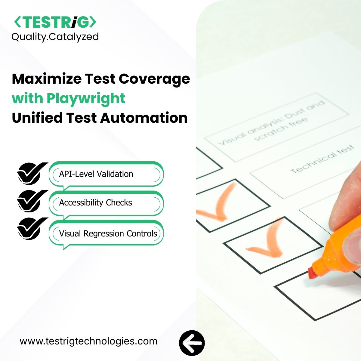 testrig_qa's tweet image. Unified #QA isn’t optional anymore. With Playwright’s end-to-end capabilities and @testrig_qa  engineering expertise, teams achieve higher coverage with less complexity.

Contact: testrigtechnologies.com/playwright-tes…

#softwaretesting #automationtesting #testautomation