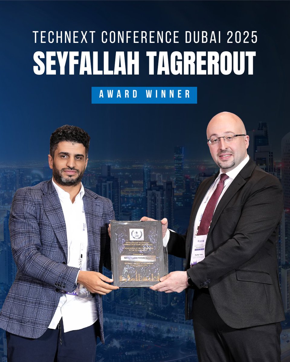 TechNextcon's tweet image. Seyfallah Tagrerout [MVP and RD] Wins the Cybersecurity Excellence Award at TechNext Conference 2025

#technextcon #Technext2025 #TechAwards #CybersecurityExcellence #DigitalInnovation #STCConsulting #CyberDefense #IndustryLeaders #DubaiEvents #TechnologyLeadership
