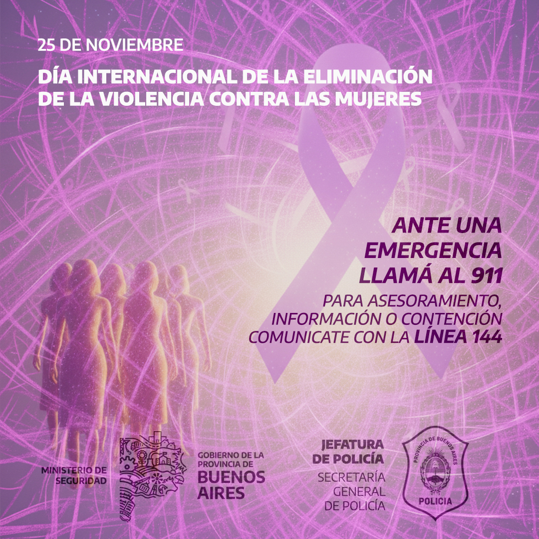 Hoy es el Día Internacional de la Eliminación de la Violencia contra la Mujer, declarado por la Organización de las Naciones Unidas (ONU) en diciembre de 1999. Su fin esencial es denunciar las distintas violencias que se ejercen sobre el género.

#PolicíaPBA #Mujer #Género 👮🏻‍♀️👮🏻‍♂️