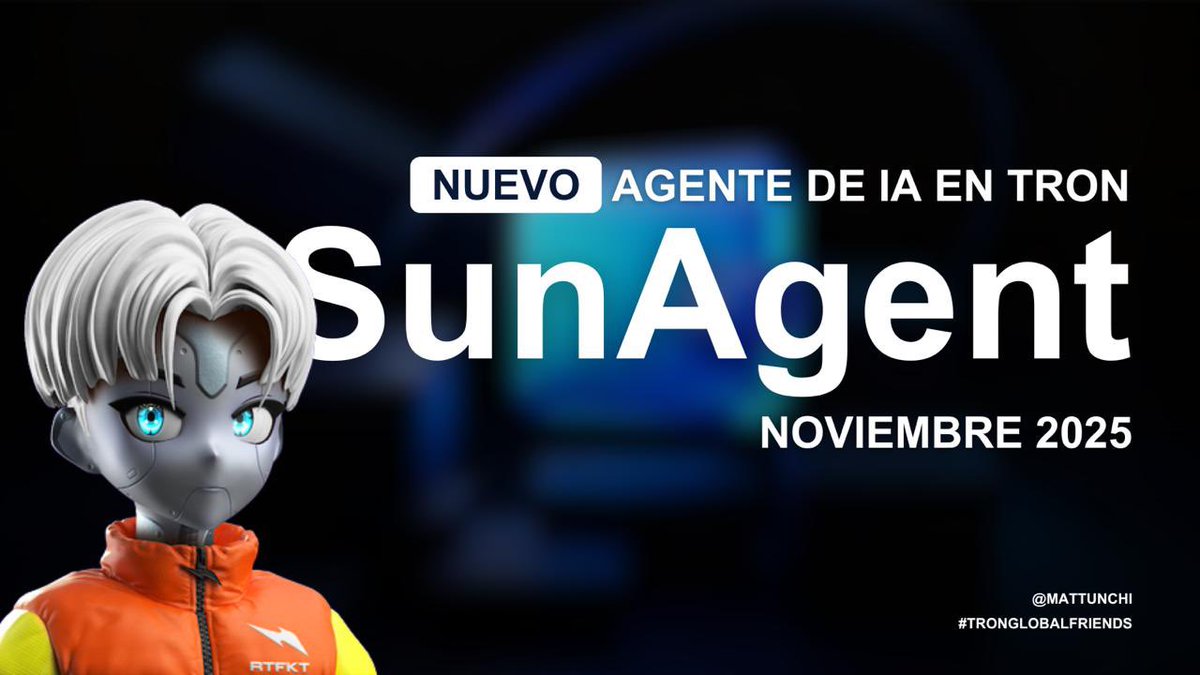 🚨 TRON acaba de lanzar algo que va a cambiar cómo usamos la blockchain.

🔥Esto no es hype: TRON lanzó SunAgent, un agente de IA que te deja crear tokens, hacer trading o manejar tu cuenta solo hablando con él.

Le escribes “quiero lanzar mi token” 👉🏻 lo crea.
Le dices “tradea