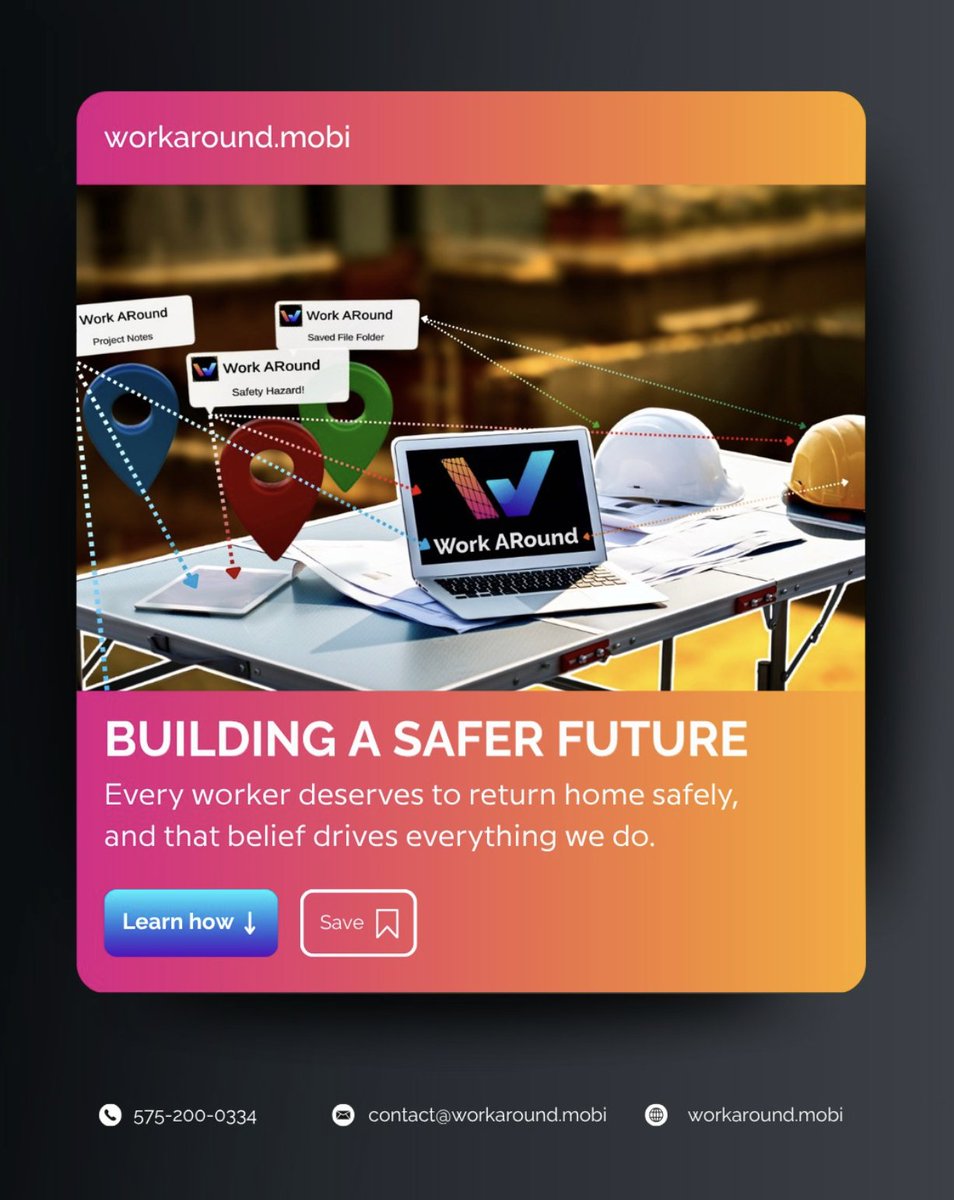 WorkARound_app's tweet image. Every worker deserves to return home safely, and that belief drives everything we do.

Work ARound was created to make safety smarter, communication clearer, and awareness stronger across every job site. Using mobile-based augmented reality, we bring life-saving information…