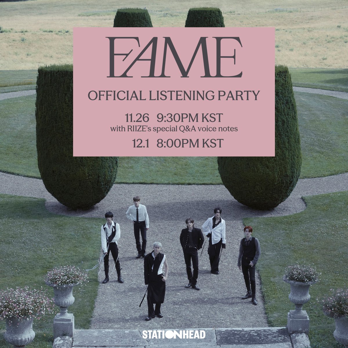 RIIZE_official's tweet image. BRIIZE, Save the dates! 📆
RIIZE &quot;Fame&quot; listening parties are coming to @STATIONHEAD!

❤️‍🔥11.26 | 9:30 PM KST (w/ RIIZE&apos;s special Q&amp;amp;A voice notes)
❤️‍🔥12.01 | 8:00 PM KST

📍STATIONHEAD.com/riizeofficial

#RIIZE #라이즈
#RISEandREALIZE
#Fame #RIIZE_Fame