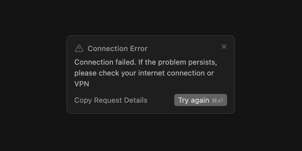 dashpilot1's tweet photo. Cursor seems to be down currently 😬 https://t.co/RkKfLvEyW1