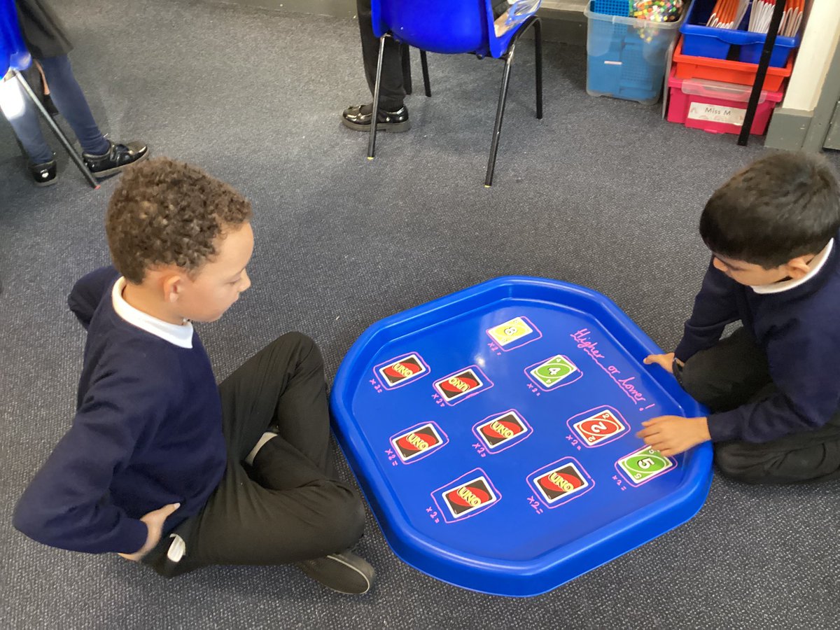 MissPatel_AMPA's tweet image. In #maths, we have been learning about multiples. We played a game of higher or lower with uno. We had to aim to get a higher answer than the previous multiple. So much fun! @AbbeyMead_TMET @AbbeyMead_Maths #learning #fun