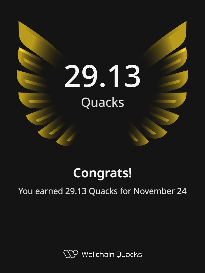 0xdogacan's tweet image. I’m staying focused on @wallchain . The November 24 quacks were distributed and I received 29 quacks.
I’ve been stacking a good amount lately and I’m currently 6th on the 7-day quack leaderboard. It’s been a productive week for me.

I’ll keep moving forward by staying focused on…