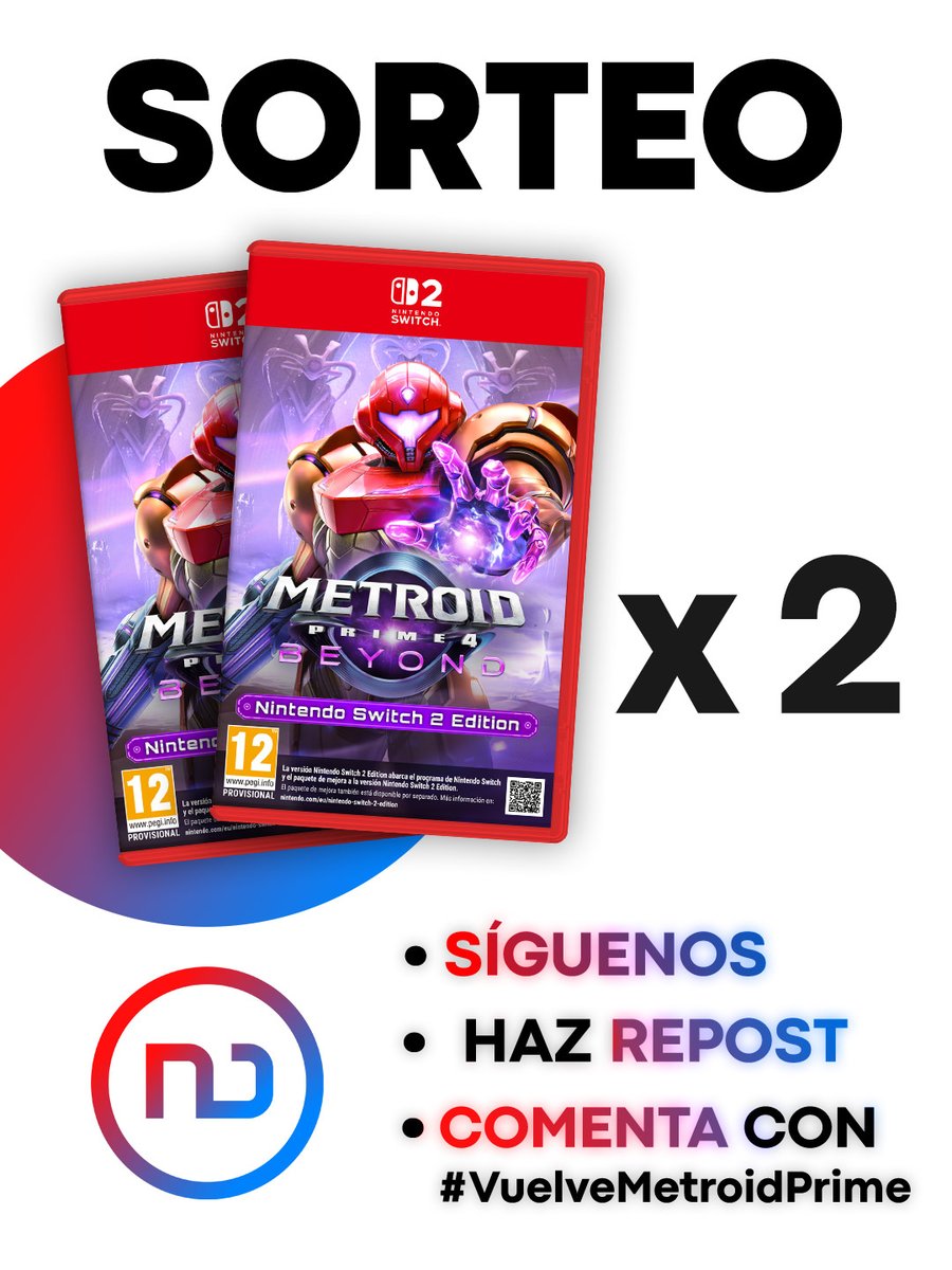 🟣 ¡SORTEO de 2 juegos Metroid Prime 4 para Nintendo Switch 2! Compatible también con Nintendo Switch 1🟣

✅ Sigue a <a href="/Nintenduo/">Nintendúo</a>
✅ Haz Repost a este Post
✅ Responde este post el hashtag #VuelveMetroidPrime diciendo que es lo que más te gusta de la saga Metroid Prime

¡Mucha