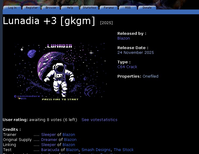 CommodoreSpain's tweet image. Oficialmente nuestro #Lunadia ya forma parte de la comunidad de #Commodore. Ya ha sido crackeado como manda la #scene 🤪😊: Vidas, inmunidad y tiempo  infinito. Una partida sin sufrimiento? 😜 #Csdb 

csdb.dk/release/?id=25…