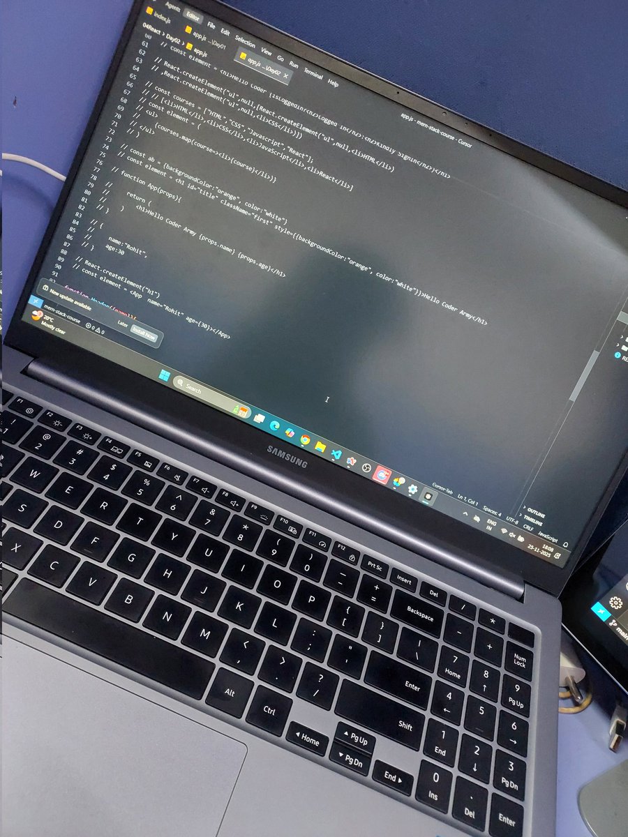 _abhijeet13's tweet image. Day 39 of #WebDev 🚀
Dived into JSX, Babel, props, and React components — loving how everything starts fitting together! ⚛️
Building UIs feels way more structured now.

#React #ReactJS #JavaScript #Frontend #100DaysOfCode #CodingJourney #LearnInPublic
