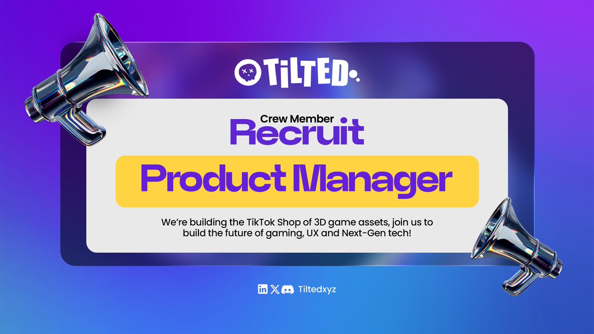 tiltedxyz's tweet image. 🚀 Tilted is hiring a Product Manager!

We’re building the TikTok Shop of 3D game assets — a creator-powered marketplace blending AI, gaming, and Web3 — and we’re looking for a sharp, execution-focused Product Manager to join us in the San Francisco Bay Area.

You’ll lead product…