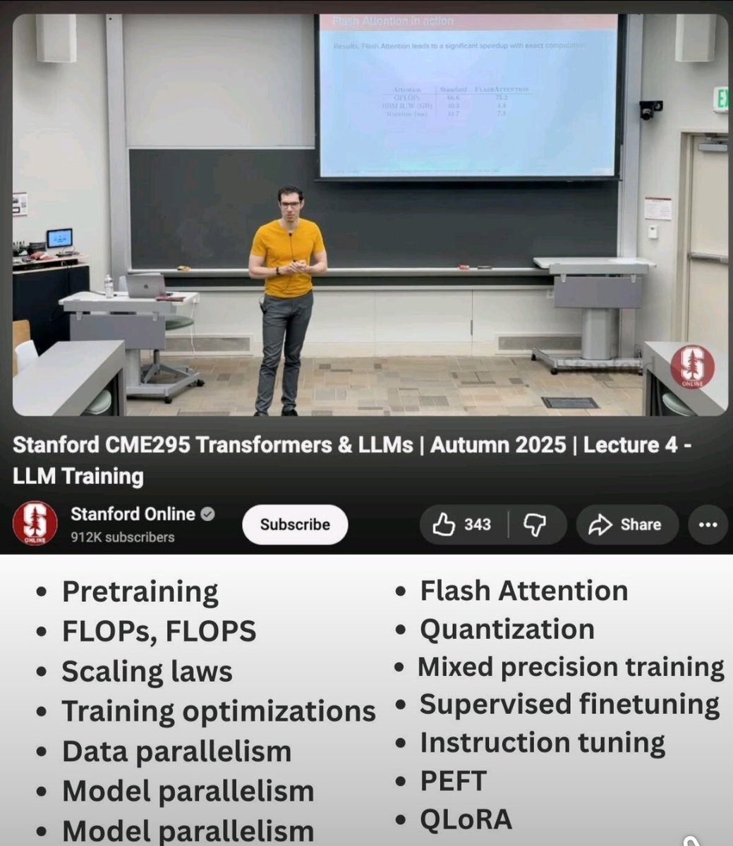 VTikke's tweet image. AI/ML Engineers  don’t skip this!
This Stanford University course is a true gold mine covering everything you need to build and fine-tune LLMs from the ground up