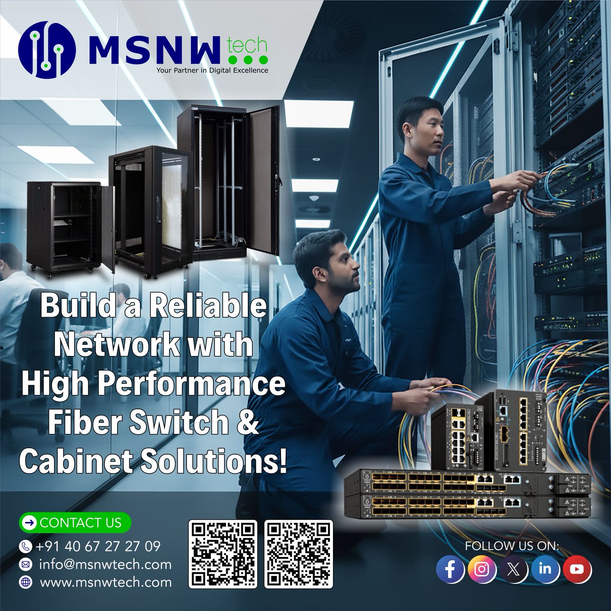 msnwtechpvtltd's tweet image. 🌐 Build a Reliable Network with High-Performance Fiber Switch &amp;amp; Cabinet Solutions!
 📱 +91 40 67 27 27 09
 📧 info@msnwtech.com
 🌐 msnwtech.com
#MSNWTech #FiberSolutions #NetworkInfrastructure #FiberSwitch #NetworkCabinets #HighPerformanceNetwork #ITSolutions