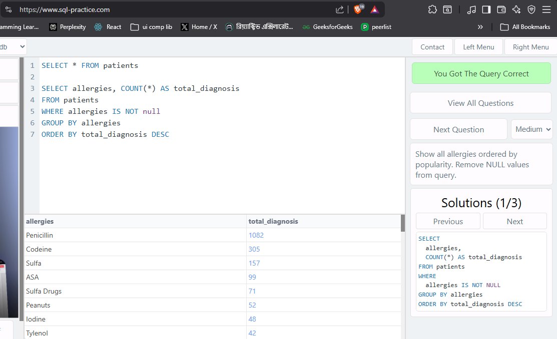 TheJaoyad's tweet image. practicing  SQL on SQL -practice website. I like the format of questions!

it has also segregated to easy, medium and hard questions!

#SQL #sqlknowledge #database #Coding