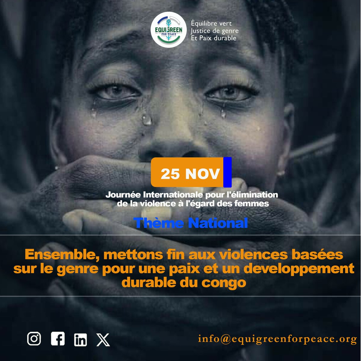 equigreen's tweet image. #16JoursdActivisme : Nous appelons à des actions fermes contre les auteurs des VBG à l’Est de la RDC.
L’impunité alimente les violences. Les survivantes méritent justice, protection et réparation.

 #StopVBG #EndGBV #JusticePourLesSurvivantes #EquigreenForPeace