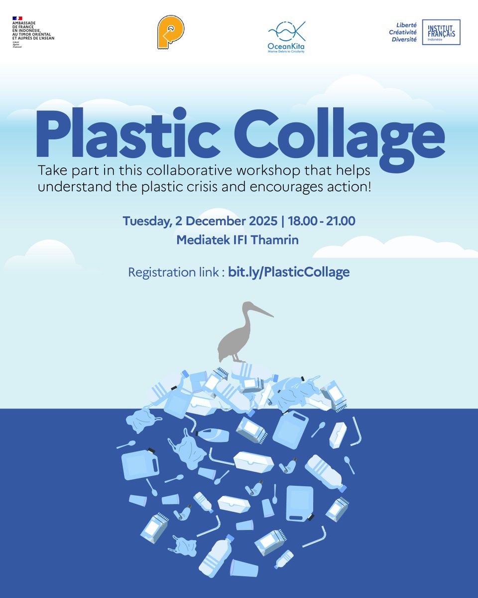 Yuk ikutan lokakarya kolaboratif dan seru ini untuk lebih memahami krisis plastik dan mencari solusinya bareng-bareng! ♻️✨

🔗 Daftar di bit.ly/PlasticCollage

Diskusi akan berlangsung dalam Bahasa Indonesia atau Inggris.
📩 ifiuntukbumi@ifi-id.com