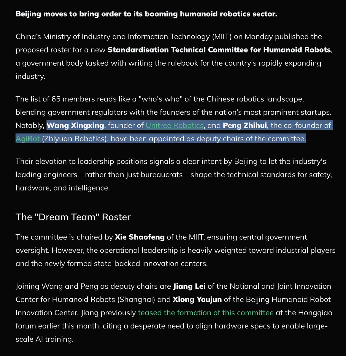 C'est du sérieux. La consolidation robotique commence.
Malgré l'excellence de Shenzhen, les vice-présidents sont Unitre