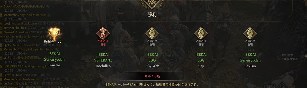 ISEKAIofYMIR's tweet photo. 【第1回サーバー戦争大勝利🥳】

やりました！ISEKAIの圧倒的盛り上がりでたくさんの人が参加してくれて無事勝利を収めました🏅

今後強敵と当たった時のために更なる戦略の構築をしていきたいと思います。

とりあえず今日はみなさんお疲れ様でした🎉

#レジェンドオブユミル　#ISEKAI #legendofymir https://t.co/6xFHhonoZA