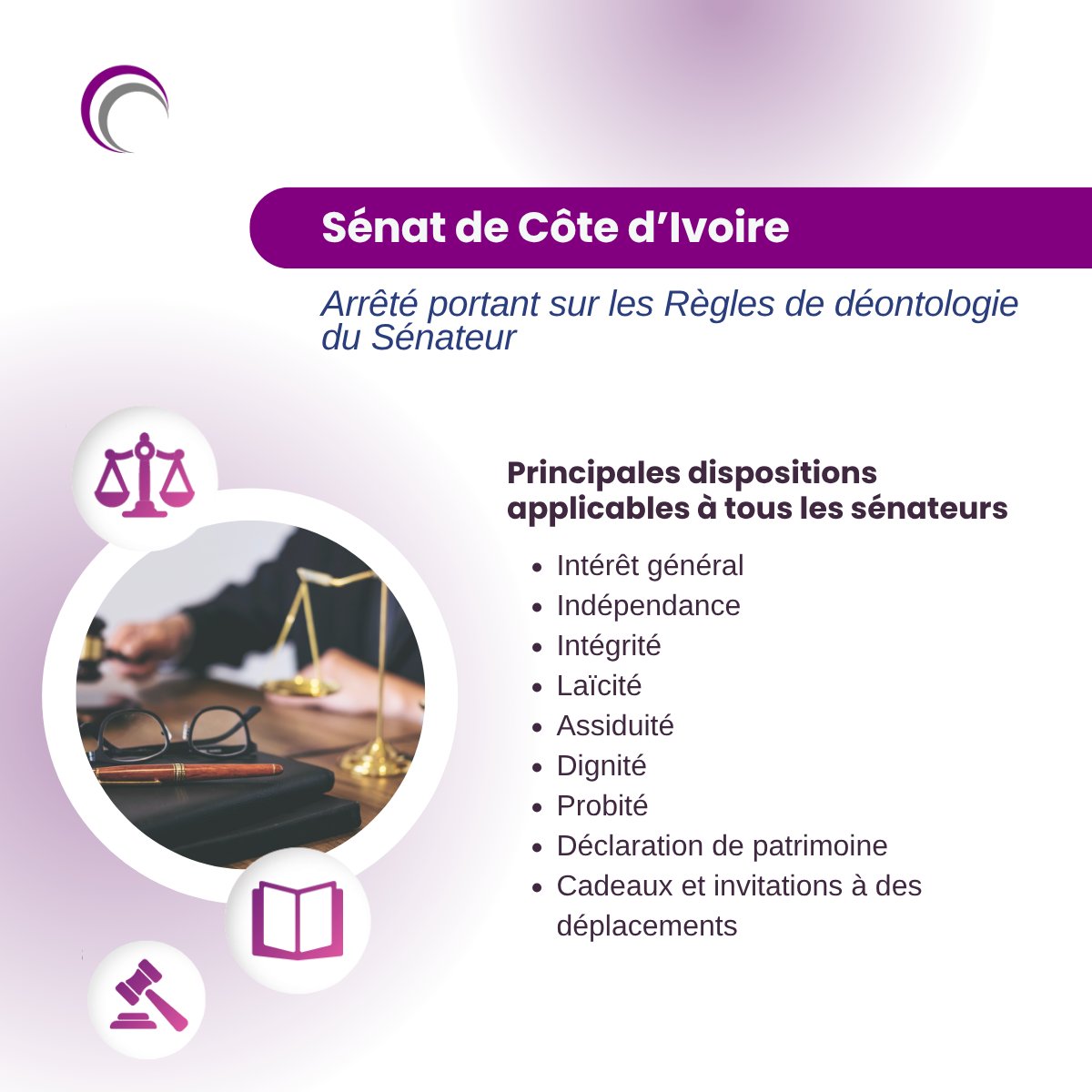 MEMBRE | Les sénateurs de Côte d’Ivoire doivent se conformer aux règles de déontologie et déclarative qui ont été adoptées en novembre 2021 et qui sont sous la responsabilité d’un comité de déontologie parlementaire.

📖 senat.ci/orgnane-du-sen…