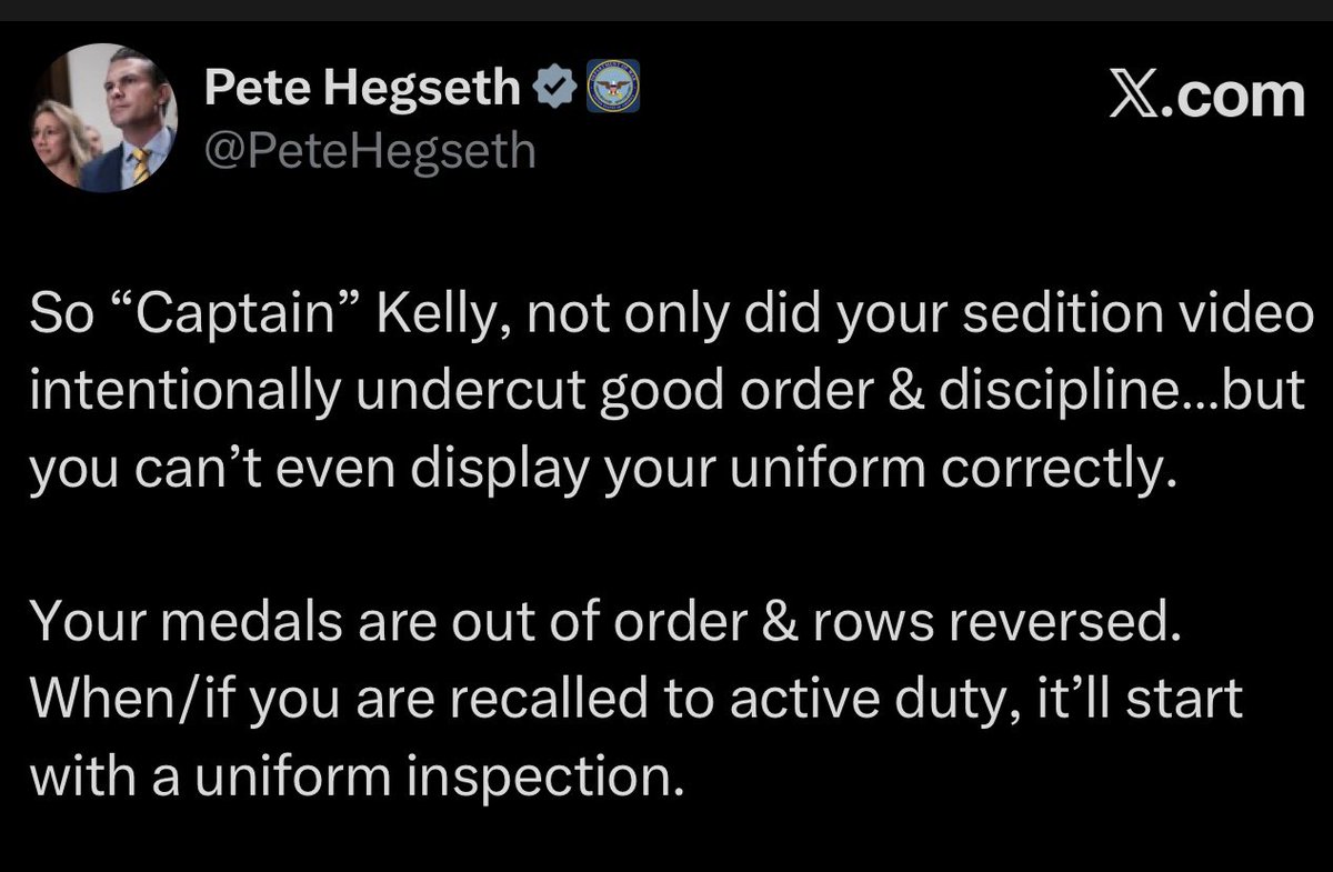 RonFilipkowski's tweet image. When you draw a platoon leader like Hegseth, it’s your worst nightmare. You just ride it out until he’s gone and gets replaced by someone who isn’t a complete jackass. Only a fool like Trump would put one of them in charge of the entire defense department.