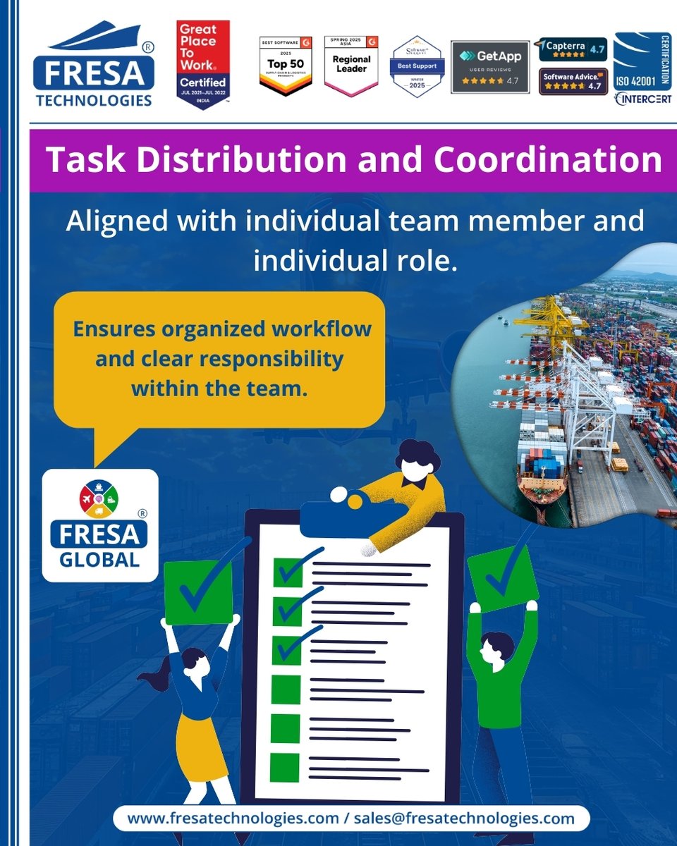 fresatechnology's tweet image. 🚀 Boost Your Team’s Productivity with Smarter Task Distribution!

 For more details, visit here  🔗
🌐 fresatechnologies.com/products/fresa…

#FresaTechnologies #FresaGlobal #ProductivityBoost #TeamCoordination #LogisticsSolutions #FreightForwardingSoftware