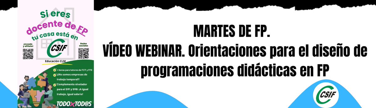 CSIFCLMEDUCA's tweet image. 📣 ¡Vuelven los Martes de FP!
Este curso retomamos la iniciativa con formato mensual y arrancamos con el vídeo nacional sobre Programación en FP.
👉 Te dejamos toda la info aquí:
csif.es/es/articulo/ca…
¡Seguimos trabajando por la FP y por sus docentes! 💚✏️