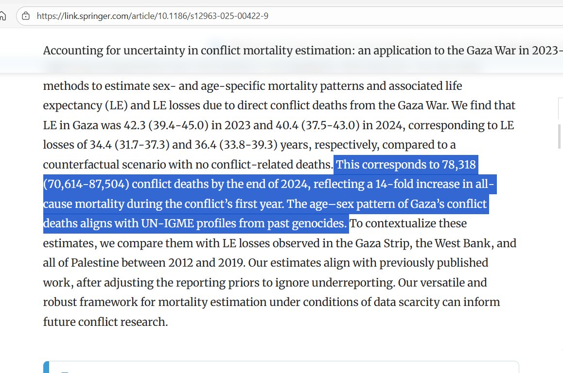 History__Speaks's tweet image. In a new study, Max Planck Institute researchers confirm what I&apos;ve said:

1) About 78,000 direct deaths in Gaza by end of 2024 (meaning, &amp;gt;100,000 by the end of the &quot;war&quot;).

2) The proportion and demographics (&quot;age-sex pattern&quot;) of Gazans killed looks like a genocide, not a war.
