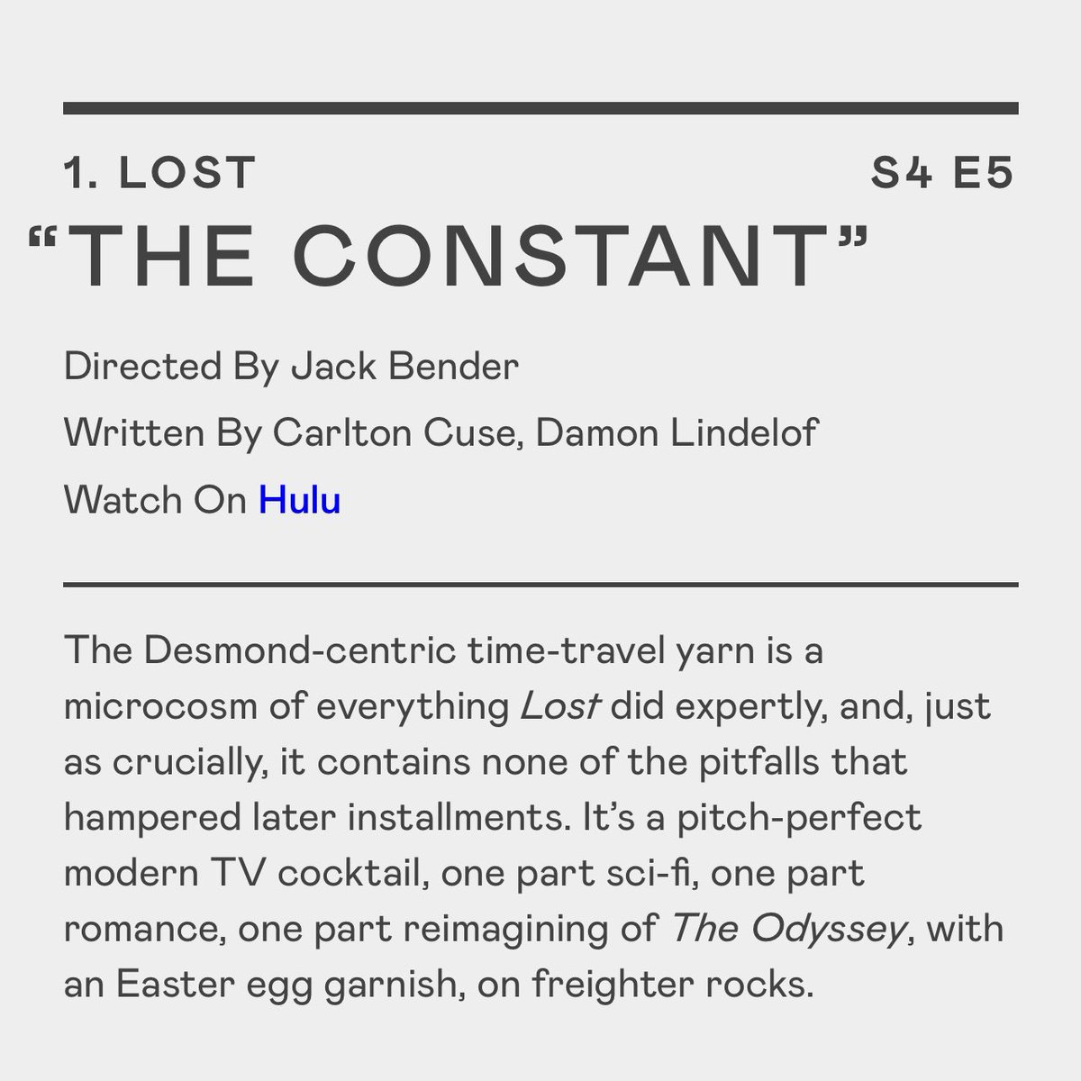 TheLOSTworld_'s tweet image. “The Constant,” no. 1 on @ringer list of the 100 greatest TV episodes of the century.
