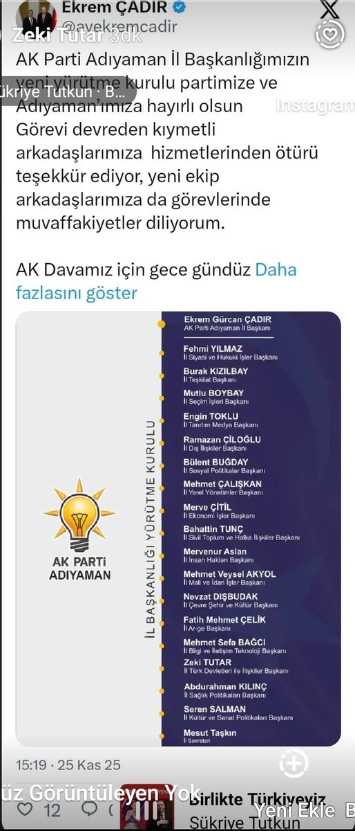 AK.PARTİ ADIYAMAN İL YÜRÜTME KURULU  HAYIRLARA VESİLE OLSUN İNŞALLAH