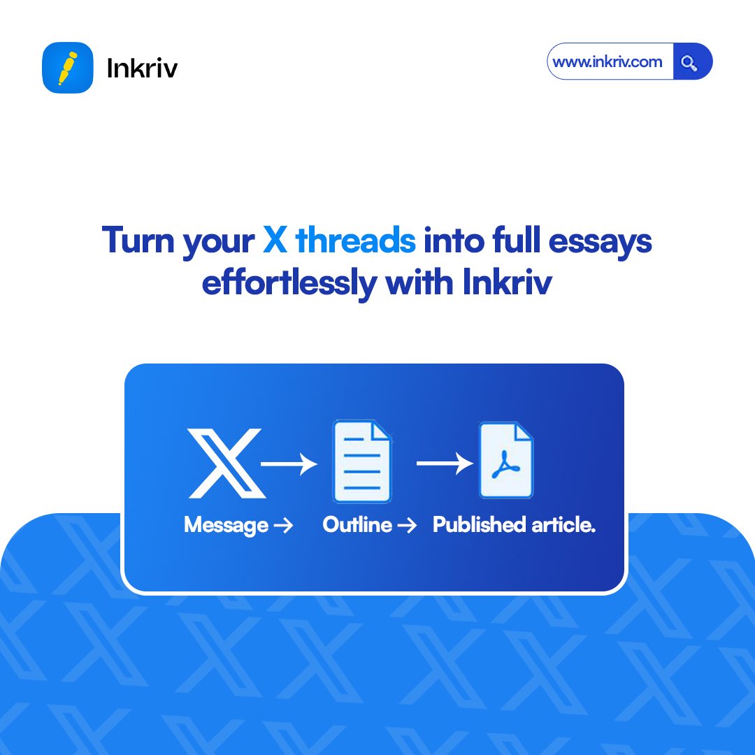 useinkriv's tweet image. Turn your X threads into full essays effortlessly.
@useinkriv helps you expand your short ideas into deeper, structured posts for Substack or Medium. Your best posts deserve to become stories.