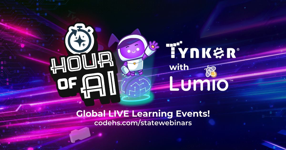 gotynker's tweet image. 🌍 HUGE NEWS! We&apos;re teaming up with #Lumio by @smart_tech for Global LIVE Lessons during #CSEdWeek! 🚀

Join us for an amazing #HourofAI experience. ✅ Zero prep required ✅ Live Q&amp;amp;A ✅ SWAG Giveaways! 🎁

Secure your classroom&apos;s spot: codehs.com/statewebinars

#Tynker #EdTech…