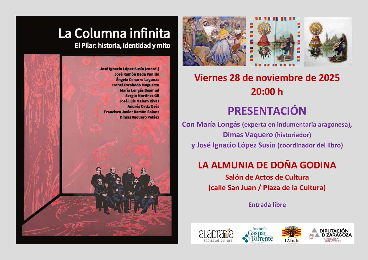 Este viernes, pilares y pilaras, mitos, historia, indumentaria, identidad y más cosas... irán en carne mortal a La Almunia