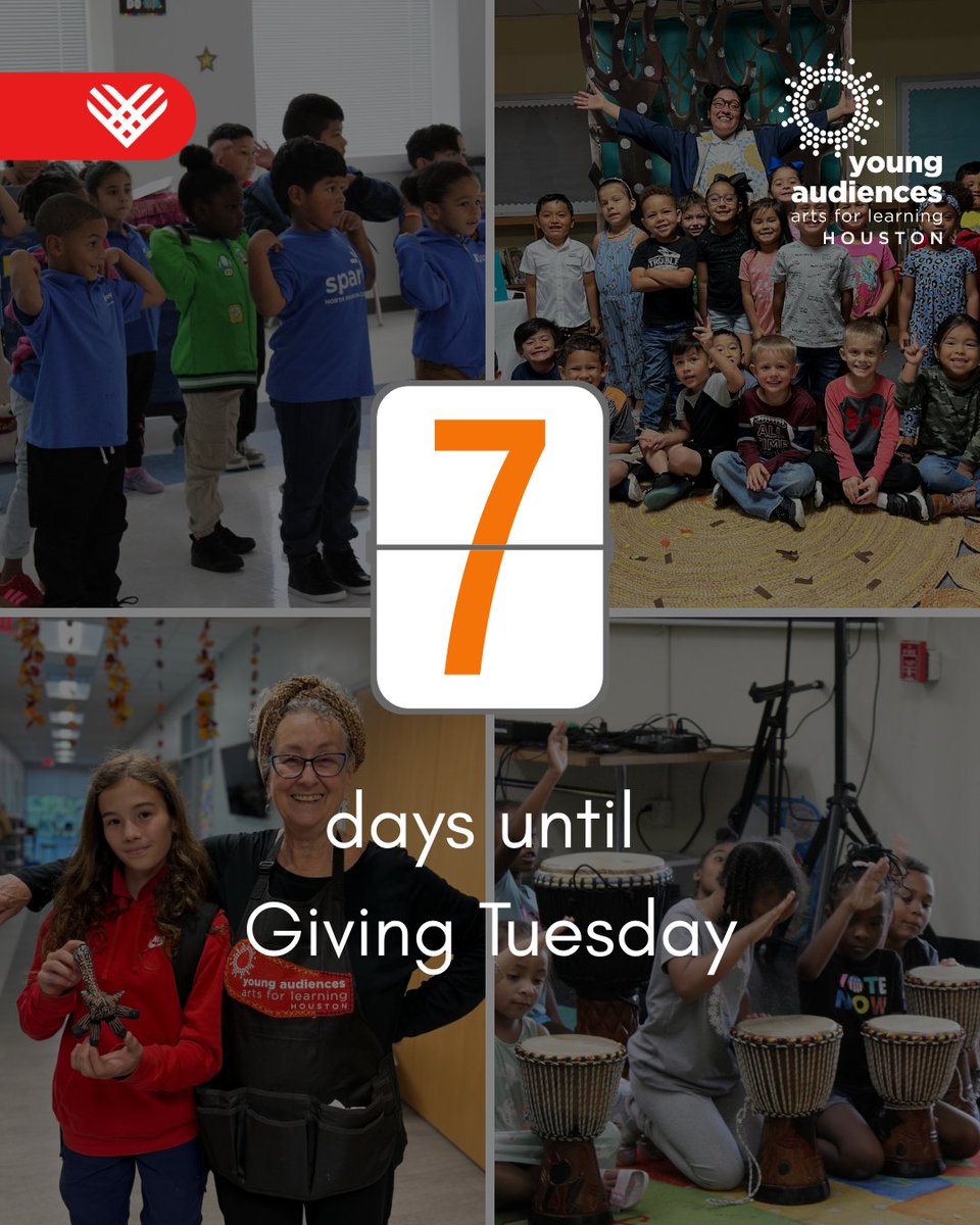 yahouston's tweet image. ✨ Just 1 week until Giving Tuesday! ✨

Your support helps Young Audiences of Houston bring the arts to students across Greater Houston. 💛

If you’d like to give, you can donate through:
yahouston.org/annual-giving-…

#GivingTuesday #SupportTheArts