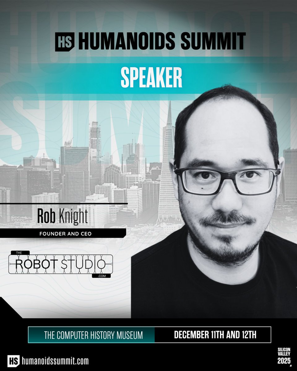 HumanoidsSummit's tweet image. Rob Knight, Founder &amp;amp; CEO of @therobotstudio, is reimagining how we design, build, and emotionally connect with humanoid robots. Form meets function like never before.

🚨 The future won’t wait |  get your pass: humanoidssummit.com

#HumanoidsSummit #EmbodiedAI #PhysicalAI