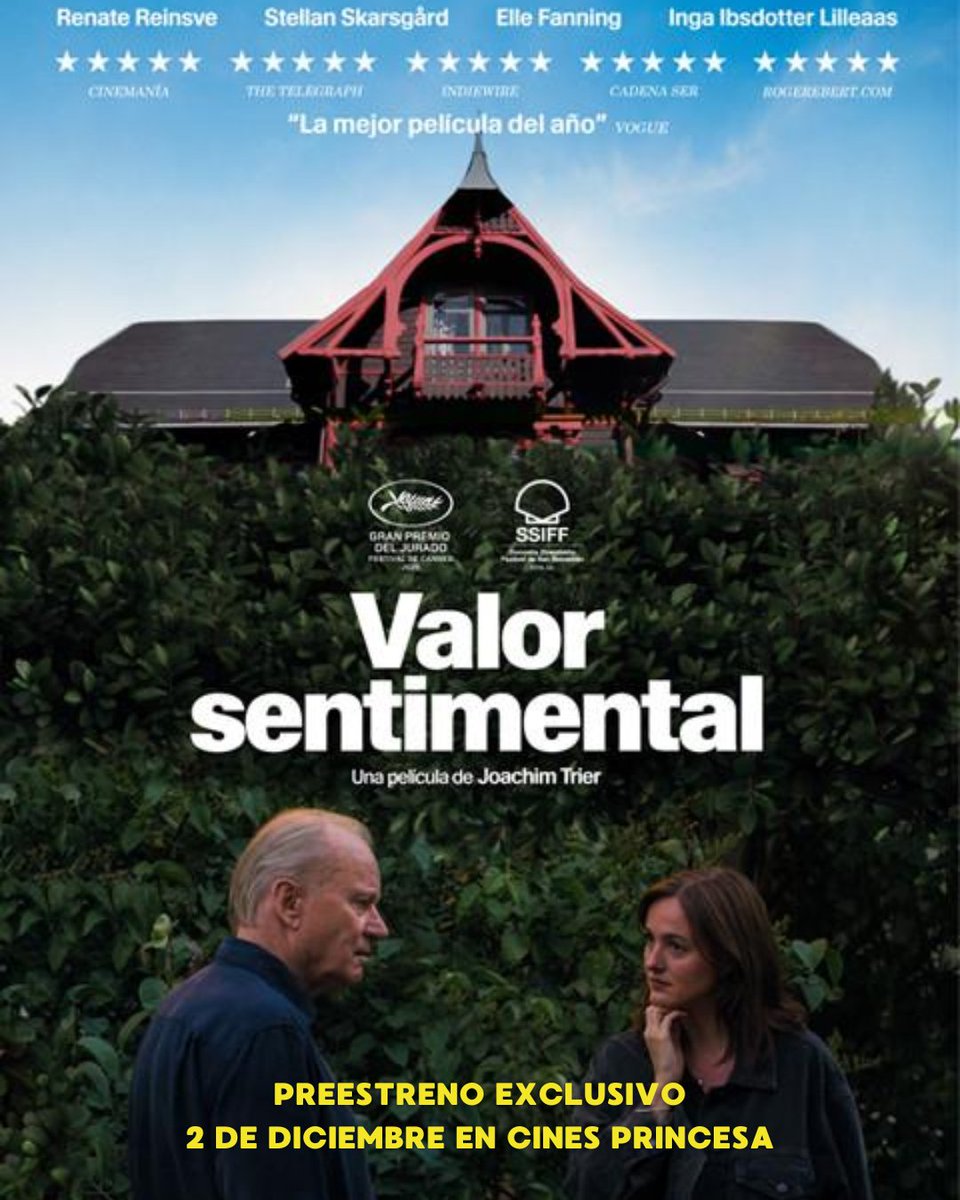 CinesRenoir's tweet image. 💥 Preestreno exclusivo de &apos;Valor sentimental&apos;, la nueva película de Joachim Trier, en Cines Princesa. 

👉🏻 Una película sobre la dificultad de expresar el afecto y reconciliarse que combina el drama con un fino humor.

📅 2 de diciembre a las 20h
🎟 YA A LA VENTA:…