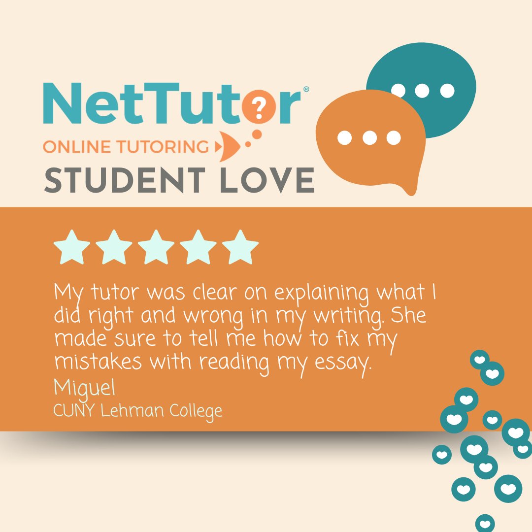 nettutor's tweet image. Happy Thanksgiving to Miguel and fellow students at @lehmancollege! 🧡 We are happy to help, even on holidays! #NetTutor #StudentLove