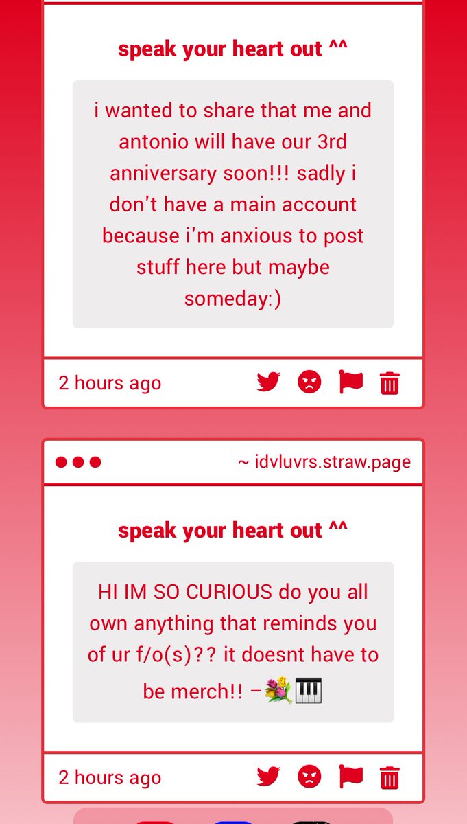 identity_luVrs's tweet image. || strawpage ||

1. CONGRATS ON YOUR 3RD ANNIVERSARY!! IM SO HAPPY FOR YOU BOTH!

💐🎹 anon

2. DO YOU OWN ANYTHING (THAT ISNT MERCH) THAT REMINDS YOU OF YOUR f/o?

⟢ link: idvluvrs.straw.page ⟢
