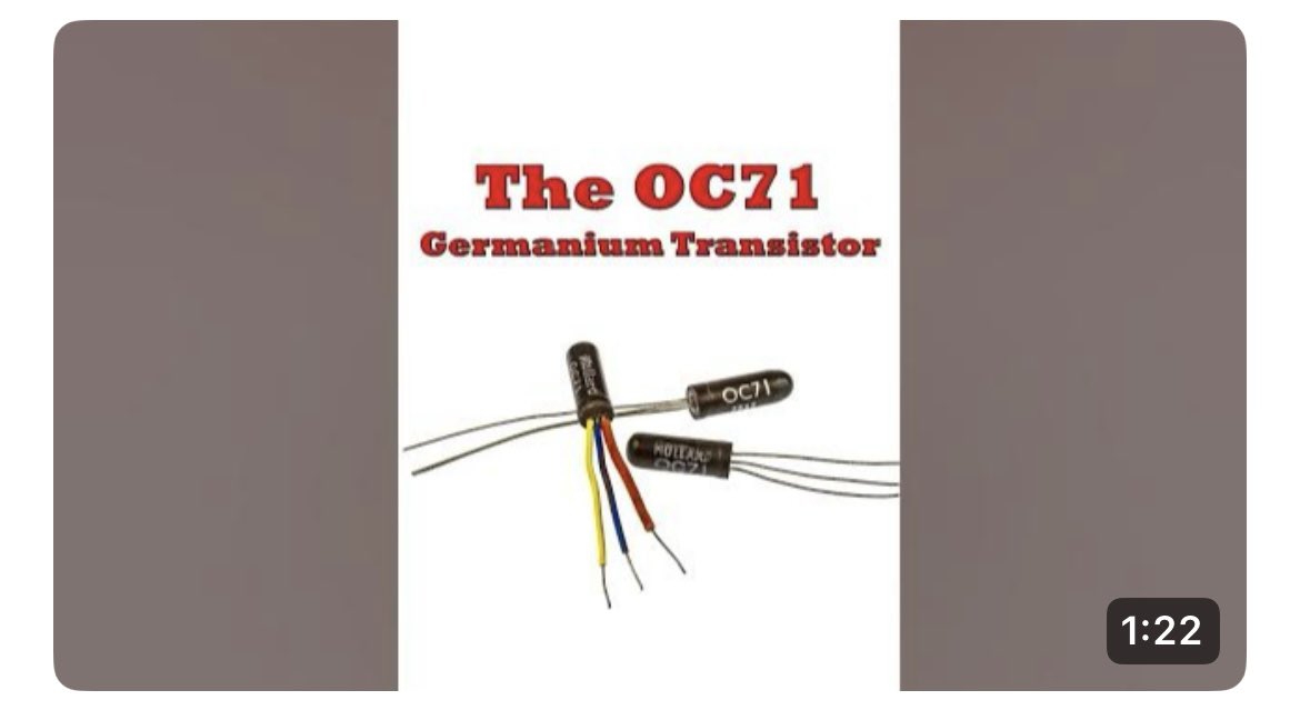 ElecNotes's tweet image. Why the OC71 Transistor is a Big Deal

The OC71 was a germanium transistor which was introduced in 1954 by Philips in Europe.

It became one of the iconic transistors of the first years of general transistor use. It was used in everything from radios to guitar fuzz boxes, and…