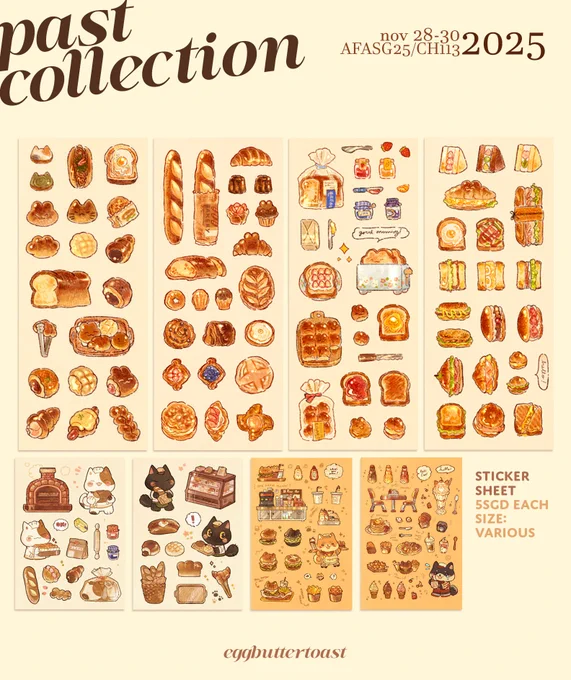 More catalogs for #afasg25 ! I'm planning to bring back all of the past collections : ) We will be at CH113, please come and say hi if you're visiting ^^ 28-30 Nov 2025 Suntec City Convention &amp; Exhibition Centre CH 113-eggbuttertoast #AFASG #AFASG25catalogs