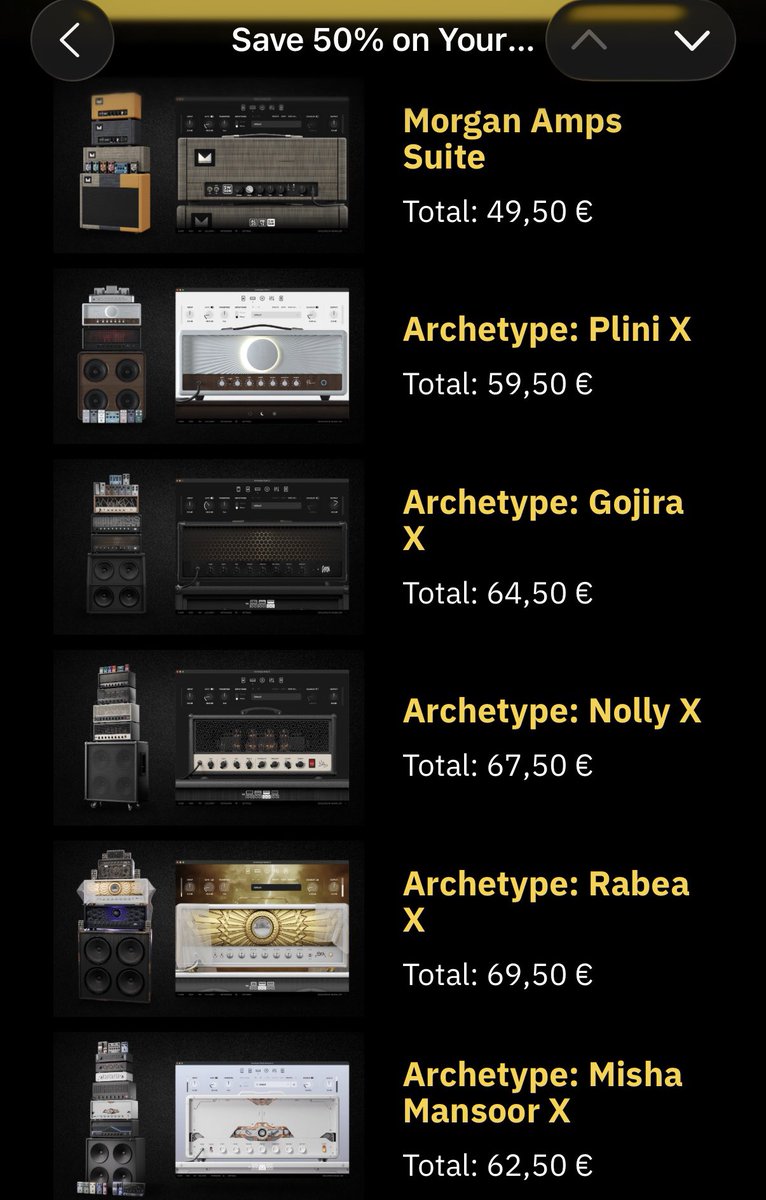 chihiroqundayu's tweet image. ブラックフライデーで50%OFFだったのでNeural DSPのプラグインを大量購入🎸

元々持ってるSoldano、Nameless、Petrucciと合わせると計9個！🙄

ほぼ全部Quad Cortexに移植できるからライブで使えるのもいいね❕

#neuraldsp 
#quadcortex