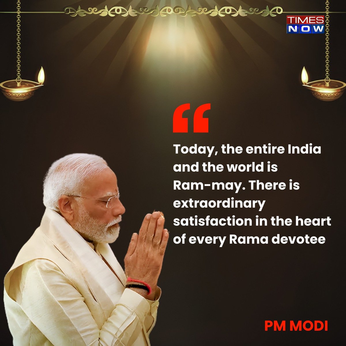 TimesNow's tweet image. Ram Mandir Dhwajarohan

Today, the entire India and the world is Ram-may. There is extraordinary satisfaction in the heart of every Rama devotee: PM @Narendramodi 

#RamMandir #PMModi #TNCards